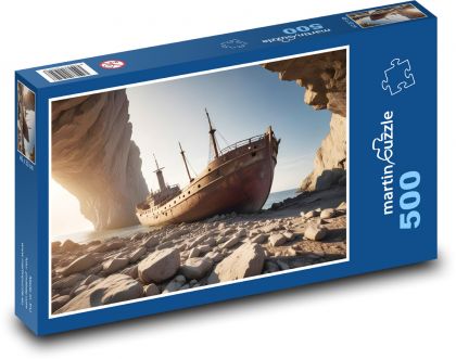 Ztroskotalá loď fantasy - puzzle 500 dílků