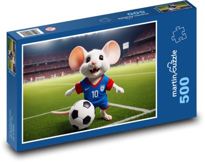 Myš fotbalista - fantasy - Puzzle 500 dílků, rozměr 46x30 cm