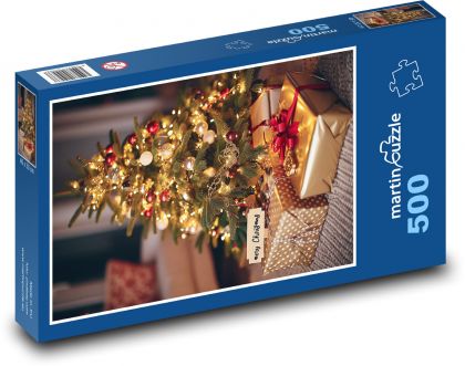 Vianočný stromček a darčeky - Puzzle 500 dielikov, rozmer 46x30 cm 