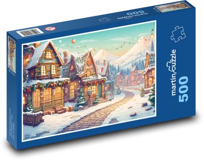 Vianočná dedina - Puzzle 500 dielikov, rozmer 46x30 cm 