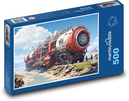 Retro vlaková fantázia - Puzzle 500 dielikov, rozmer 46x30 cm 