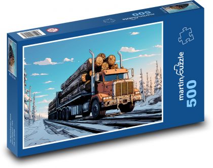 Nákladní vůz se dřevem - puzzle 500 dílků