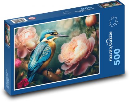 Kingfisher - bird - Puzzle of 500 pieces, size 46x30 cm 