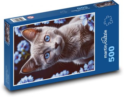 Mačiatko s modrými očami - Puzzle 500 dielikov, rozmer 46x30 cm 