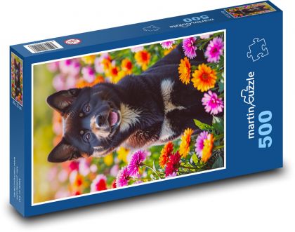 Dog - spring flowers - Puzzle of 500 pieces, size 46x30 cm 