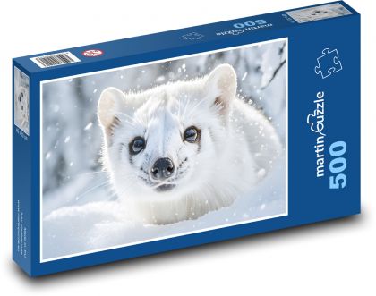 Weasel in the snow - Puzzle of 500 pieces, size 46x30 cm 