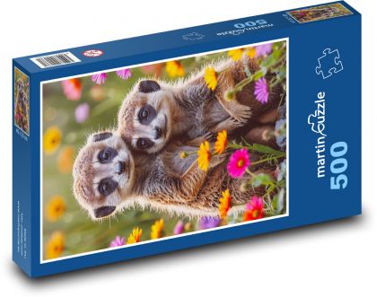 Erdmännchen in Blumen - Puzzle - 500 Teile