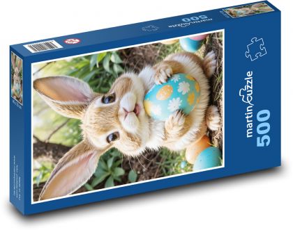 Jajko wielkanocne i zajączek - Puzzle 500 elementów, rozmiar 46x30 cm