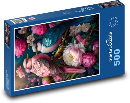 Birds in Flowers - Puzzle of 500 pieces, size 46x30 cm 