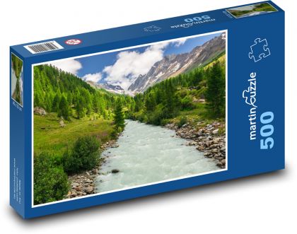 Góry - rzeka - Puzzle 500 elementów, rozmiar 46x30 cm