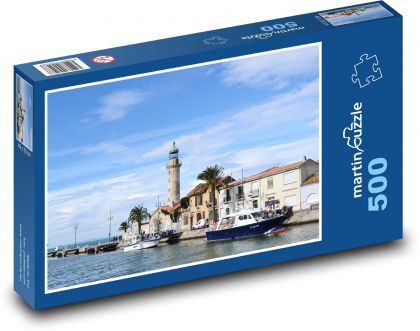 Maják - pobřeží, lodě - puzzle 500 dílků