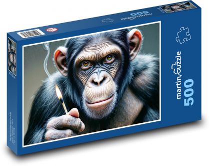 Schimpanse mit Streichholz - Puzzle - 500 Teile