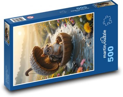 Squirrel in a nut on the water - Puzzle of 500 pieces, size 46x30 cm 