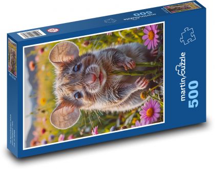 Myš na rozkvetlé louce - puzzle 500 dílků