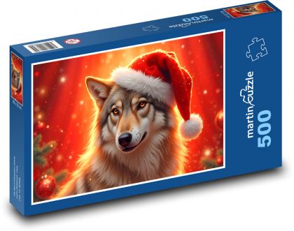 Vlk vo vianočnom klobúku - Puzzle 500 dielikov, rozmer 46x30 cm 