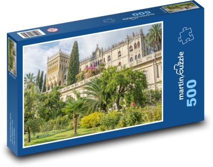 Hrad - zahrada, palmy - puzzle 500 dílků