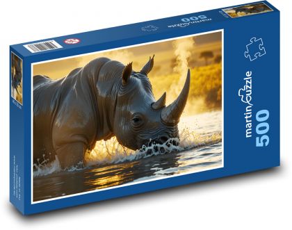 Nashorn im Wasser - Puzzle - 500 Teile