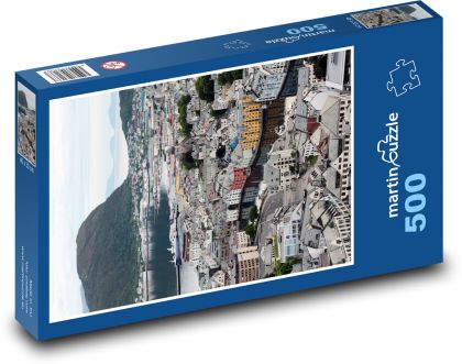 Norwegia - domy kolorowe - Puzzle 500 elementów, rozmiar 46x30 cm