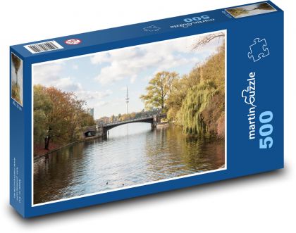 Most - rzeka - Puzzle 500 elementów, rozmiar 46x30 cm