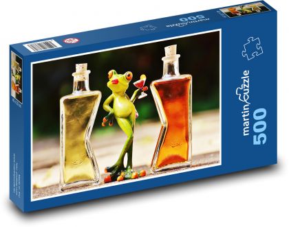 Žaba a fľaša alkoholu - Puzzle 500 dielikov, rozmer 46x30 cm 