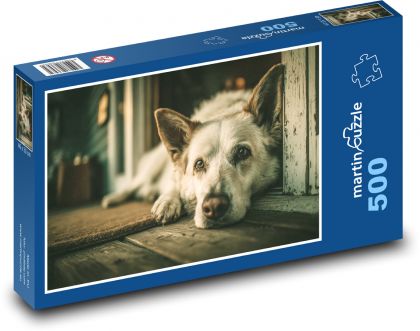 Pies leżący na podłodze - Puzzle 500 elementów, rozmiar 46x30 cm
