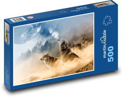 Wölfe heulen den Mond an - Puzzle - 500 Teile