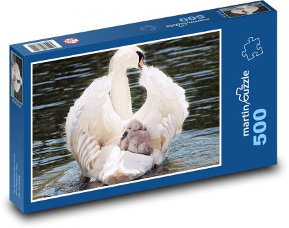 Łabędź z dzieckiem - Puzzle 500 elementów, rozmiar 46x30 cm