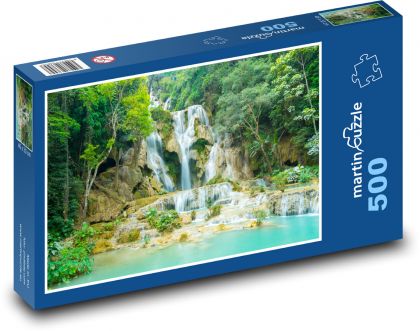 Vodopády v lese - Puzzle 500 dílků, rozměr 46x30 cm