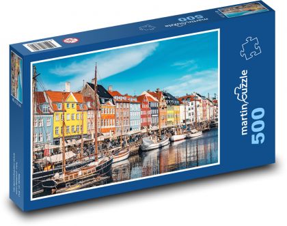 Kopenhaga - Kolorowe domy - Puzzle 500 elementów, rozmiar 46x30 cm