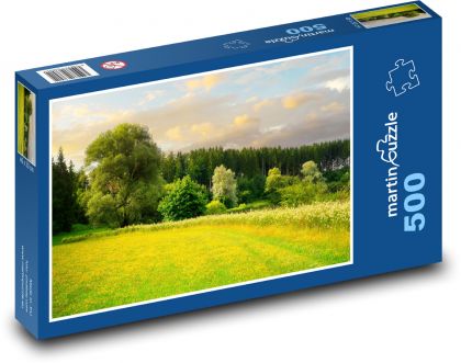 Flower Field by the Forest - Puzzle of 500 pieces, size 46x30 cm 