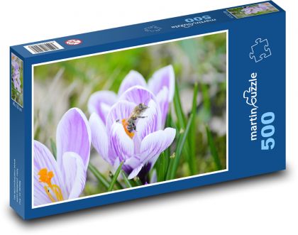 Krokusy - včela - Puzzle 500 dielikov, rozmer 46x30 cm 