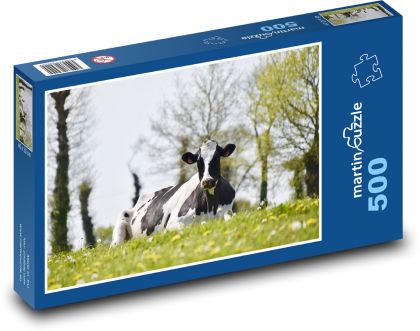 Gepunktete Kuh auf der Wiese - Puzzle - 500 Teile