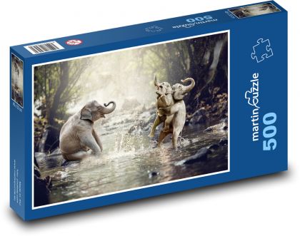 Sloni v řece - puzzle 500 dílků