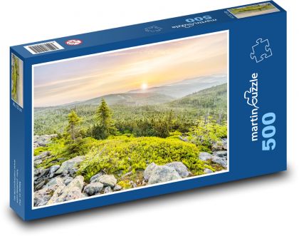 Bavorský les - východ slunce - puzzle 500 dílků