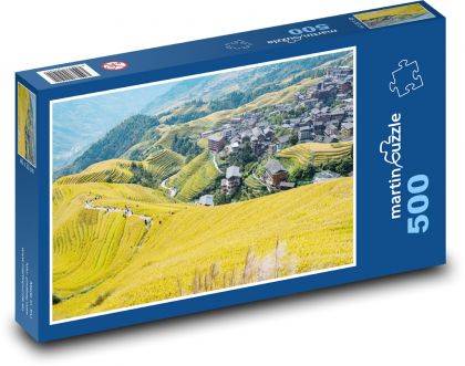 Radové polia - Čína - Puzzle 500 dielikov, rozmer 46x30 cm 