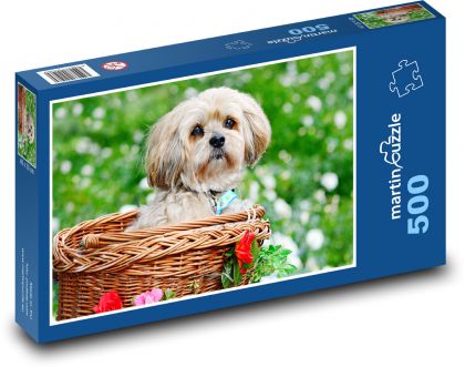 Dog in Basket - Puzzle of 500 pieces, size 46x30 cm 