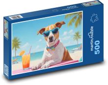 Pes na pláži Puzzle 500 - 46x30 cm
