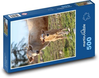 Krava a teľa - Puzzle 500 dielikov, rozmer 46x30 cm 