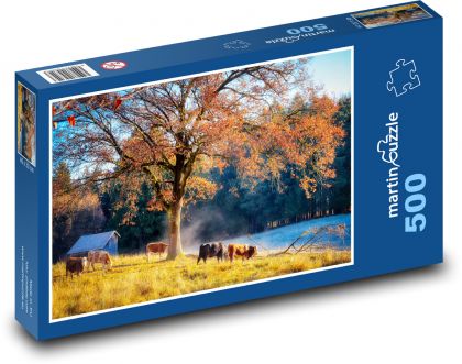 Kravy na pastvinách - Puzzle 500 dielikov, rozmer 46x30 cm 