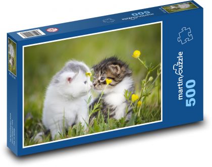 Mačiatka v tráve - Puzzle 500 dielikov, rozmer 46x30 cm 