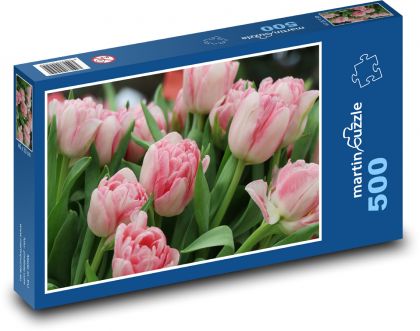 Różowe tulipany - Puzzle 500 elementów, rozmiar 46x30 cm
