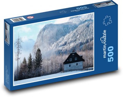 Hájenka - zima, hory - Puzzle 500 dielikov, rozmer 46x30 cm 