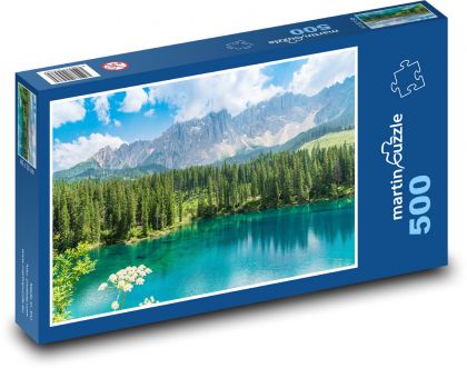 Dolomity, jezioro - Puzzle 500 elementów, rozmiar 46x30 cm