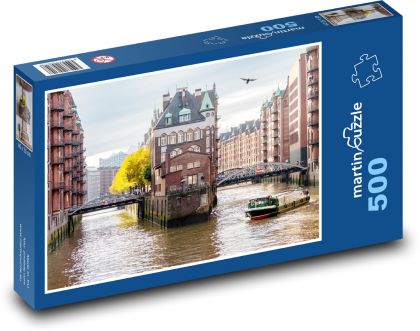 Hamburg - canal - Puzzle of 500 pieces, size 46x30 cm 