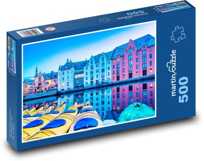 Norwegia - port, kajak - Puzzle 500 elementów, rozmiar 46x30 cm