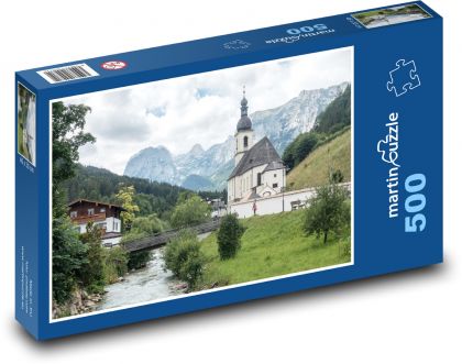 Alpy - kościół - Puzzle 500 elementów, rozmiar 46x30 cm