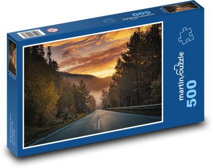 Silnice - západ slunce - puzzle 500 dílků