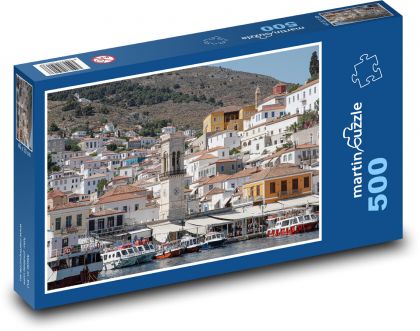 Grécko - Hydra - Prístav - Puzzle 500 dielikov, rozmer 46x30 cm 