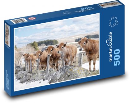 Zima - krava - Puzzle 500 dielikov, rozmer 46x30 cm 