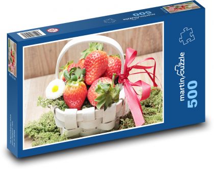 Basket with strawberries - Puzzle of 500 pieces, size 46x30 cm 